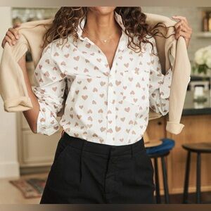 Frank & Eileen Joedy Sand Hearts Button-Down Shirt, EUC.